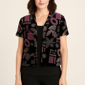 VTG Purple/Black/Gold Jacket 12 Bling Sparkly Formal Party Jacquard Royalcore